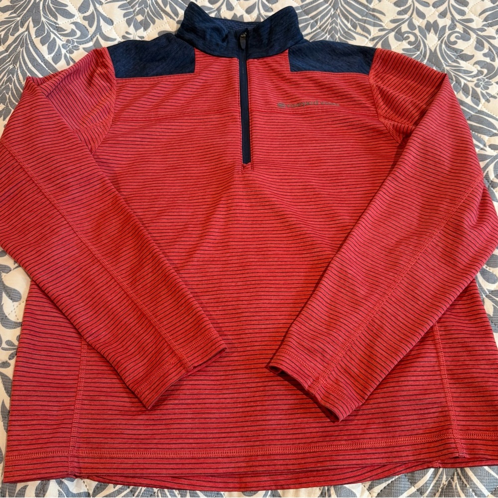 Men's Light Red Quarter-Zip Vineyard Vines Sweater